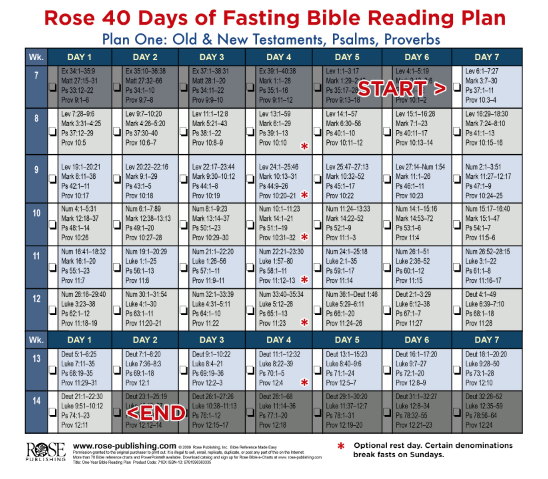 40 Days of Fasting Reading Plan